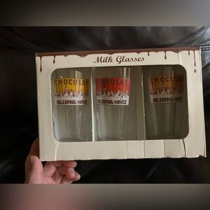 Pottery Barn Milk Glasses - Yellow, Orange, Brown (Set of 3)